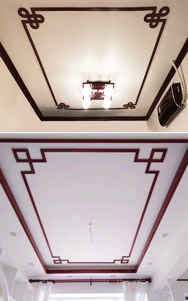 船海角中式吊顶实木平板线条新中式吊顶角花背景墙面装饰平板线条纹