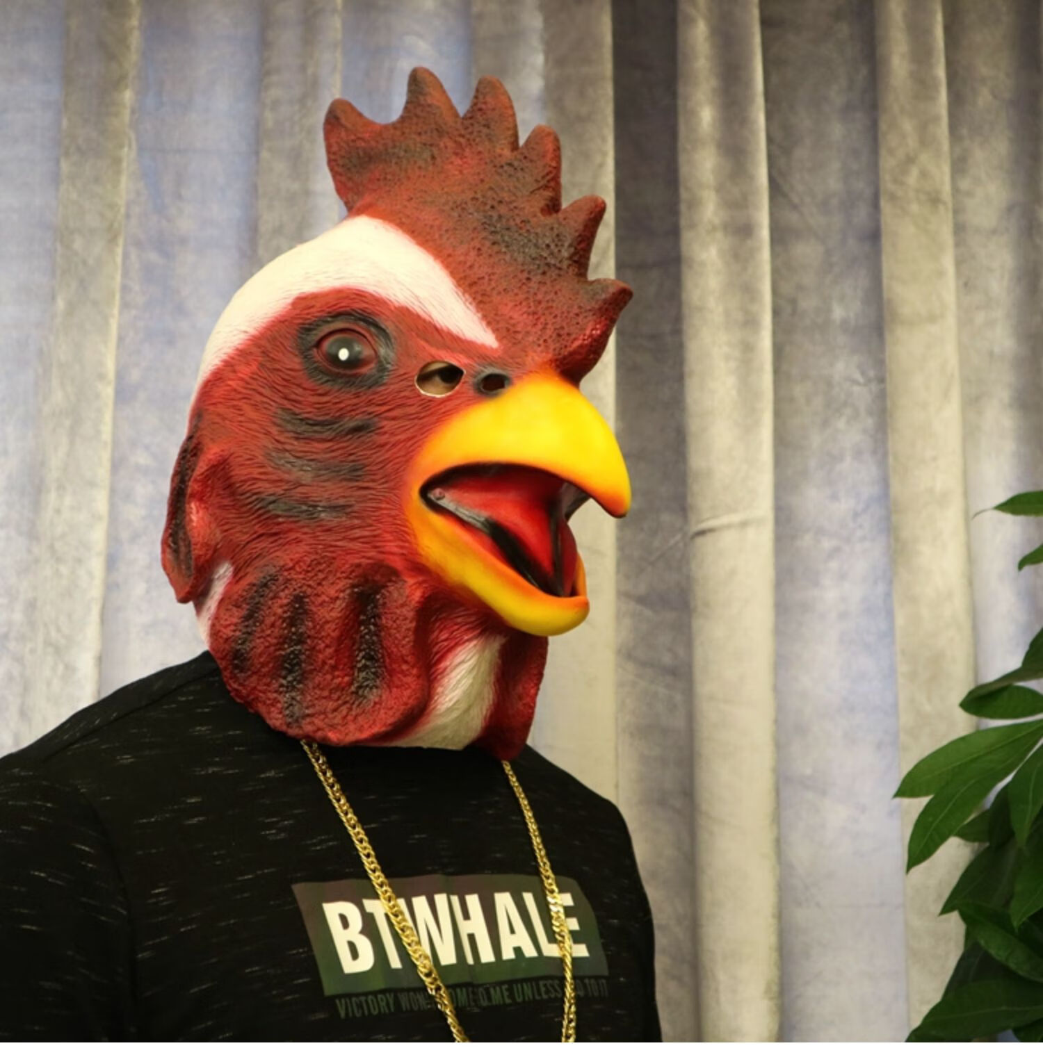 抖音同款公鸡动物头套搞笑面具万圣节母鸡鸭头酒吧魔术头表演道具黄鸭