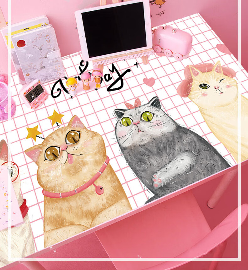 卡通动漫桌贴书桌翻新ins风网红学生宿舍卧室温馨防水桌面贴纸 06-请