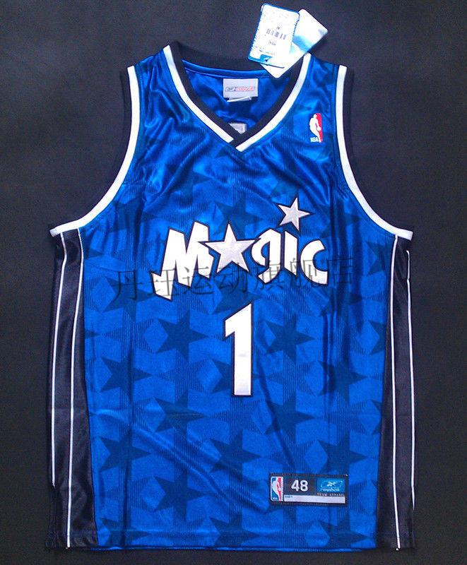 腾迅体育旗舰官方店魔术队1号麦迪球衣32鲨鱼奥尼尔刺绣复古条纹蓝白