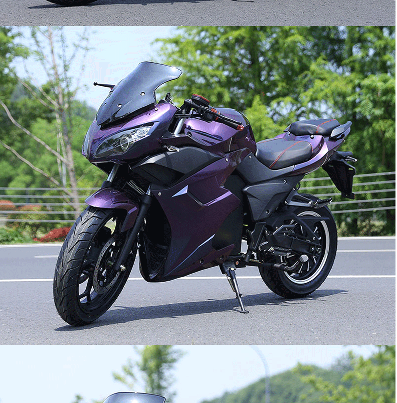 电动摩托车跑车电摩新国标电动跑车72v地平线电瓶车s款公路赛前17寸后