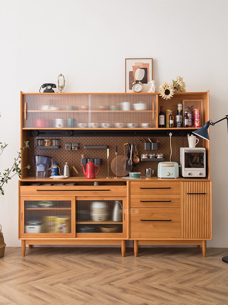 厨房客厅洞洞板储物收纳咖啡机柜一体柜尺寸材质订制榉木白蜡樱桃胡桃