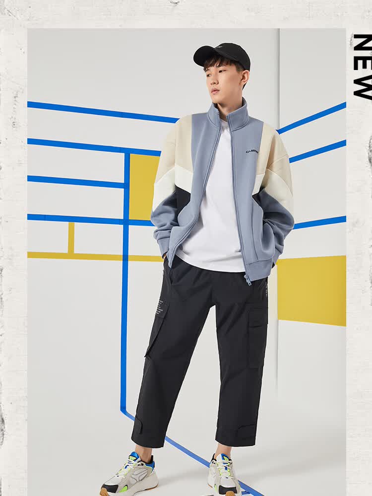 外套运动服2020运动时尚系列男子宽松开衫立领棒球服时尚复古教练夹克