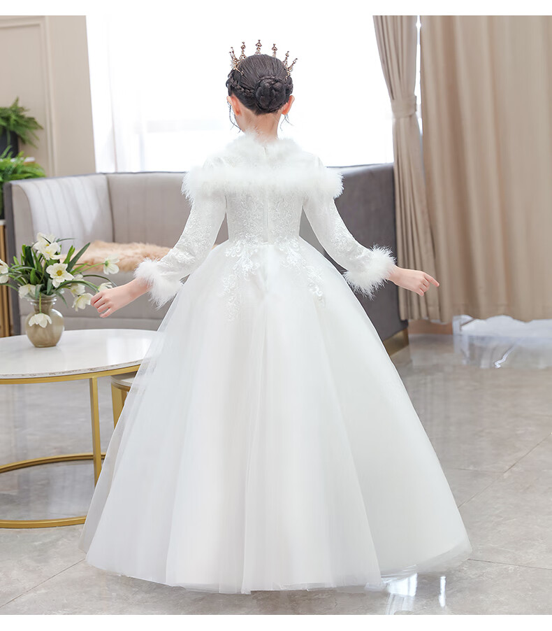 迪士尼(disney)女童生日晚礼服公主裙纱儿童婚纱小女孩花童婚礼秋冬