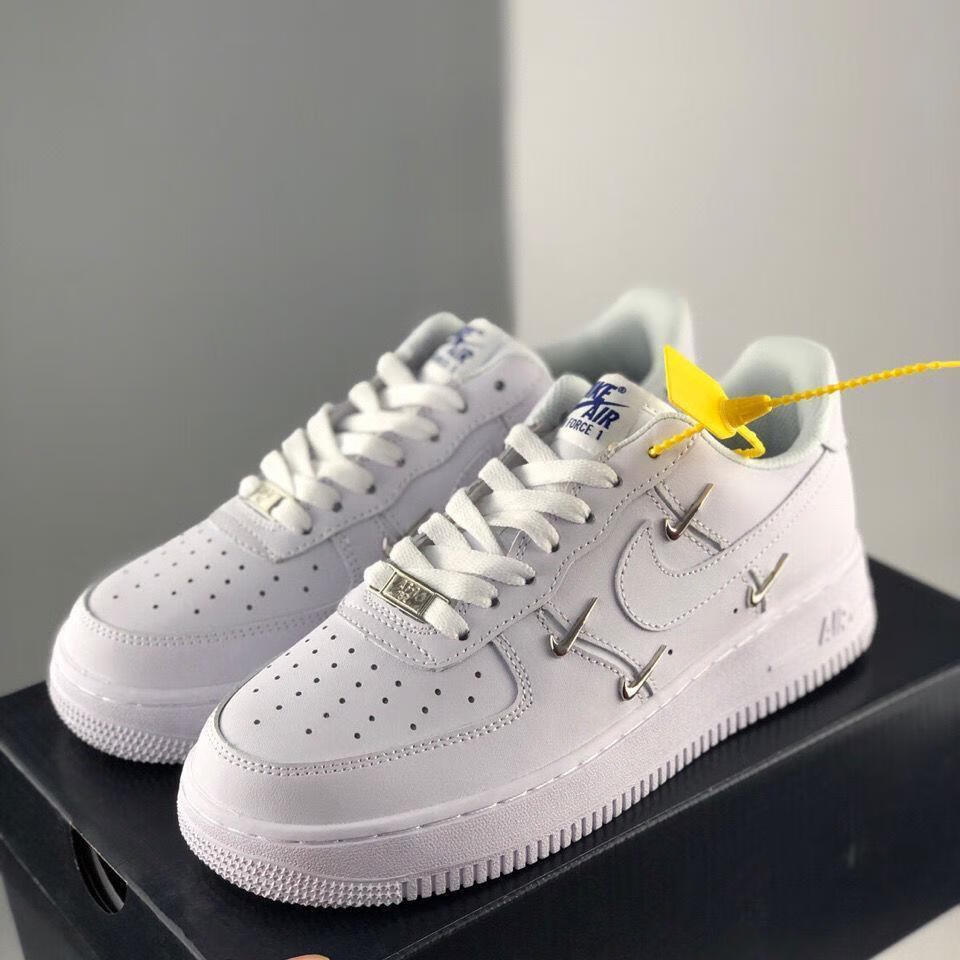 空军一号小泫雅同款af1luxe四勾白蓝男女休闲板鞋ct1990- 银勾 银勾