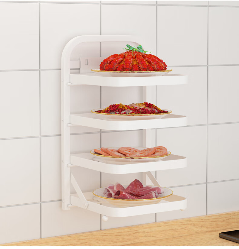 折叠配菜盘厨房多层放菜架子蔬菜托盘收纳架多功能家用备菜置物架 四