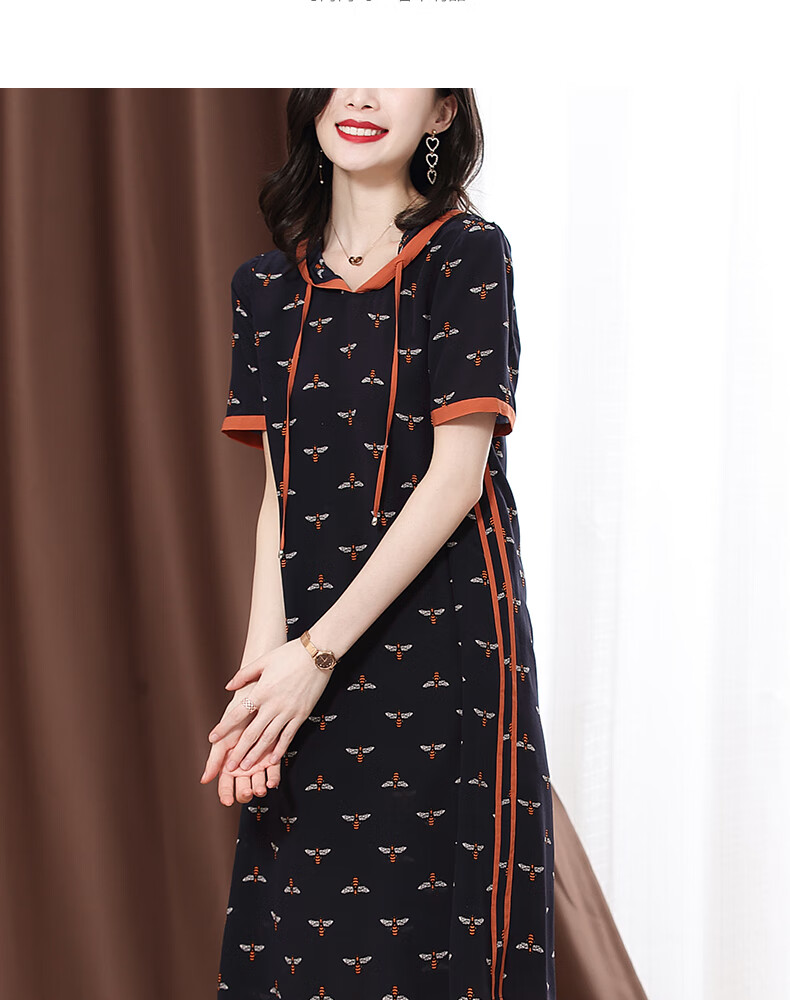 拉伦菲韵 意式高端品牌女装 真丝连衣裙女中长款2020夏季杭州新款韩版