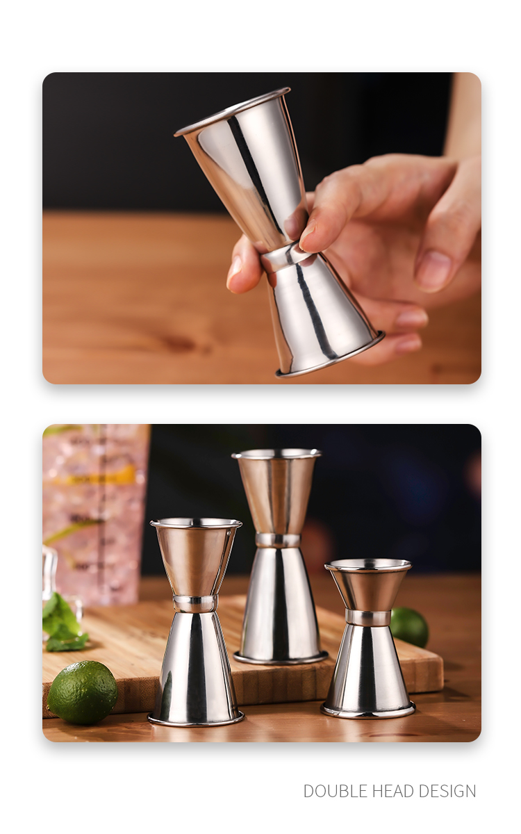 不锈钢量杯 卷边不锈钢量酒器安士杯酒具吧台调酒量杯盎司杯酒吧双头