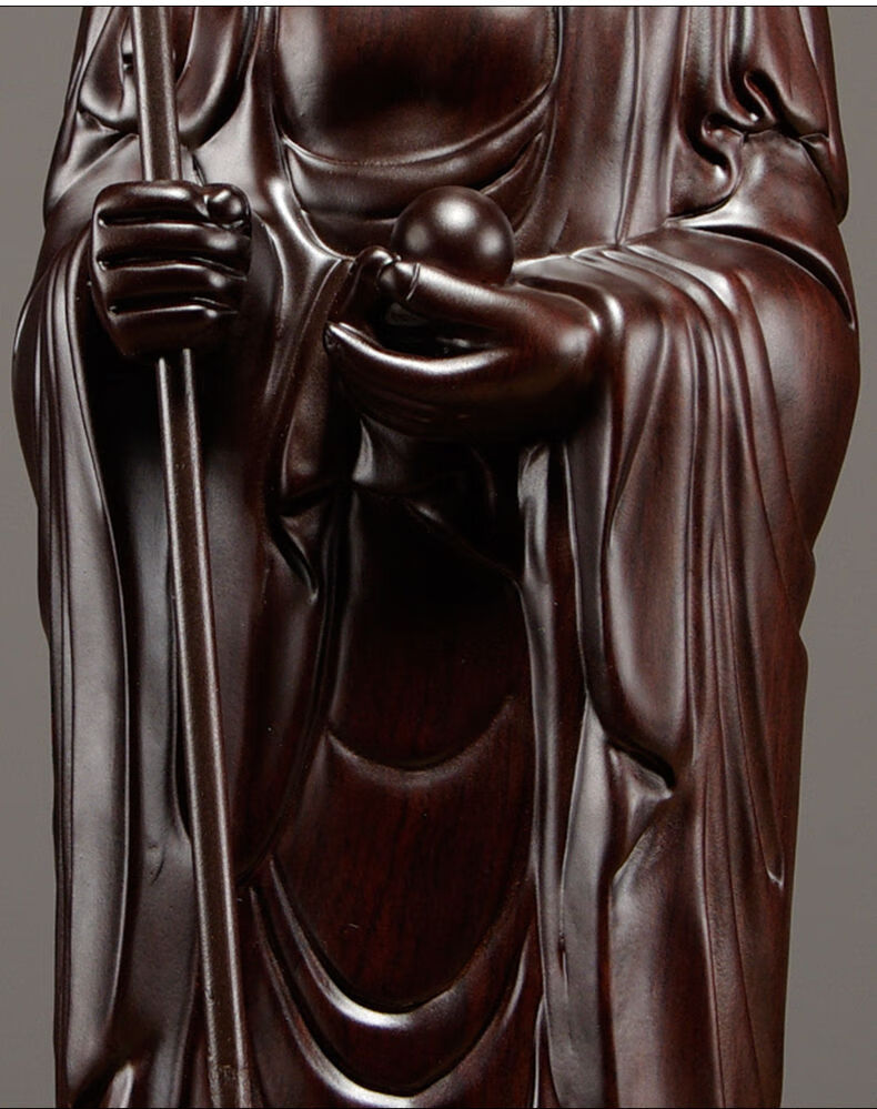 今轩堂黑檀木雕地藏王佛像摆件实木地藏菩萨佛堂客厅供奉工艺品佛教