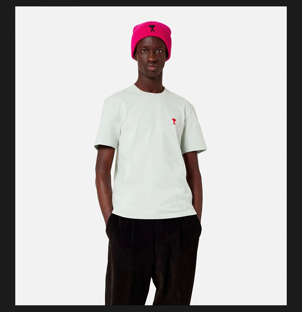 amiparis 男女同款 ami红色爱心刺绣棉质圆领短袖t恤【预售】 浅紫色