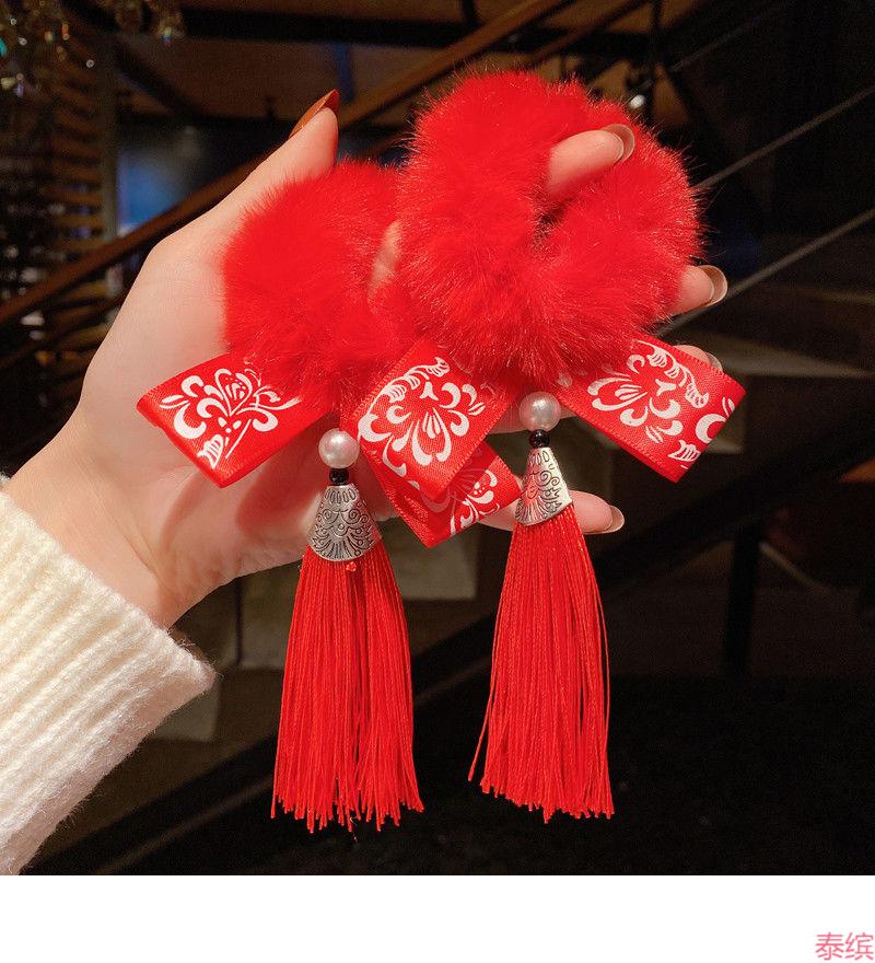 女童中国风发圈过年发饰古风汉服宝宝发绳女孩儿童丸子头新年头饰px11