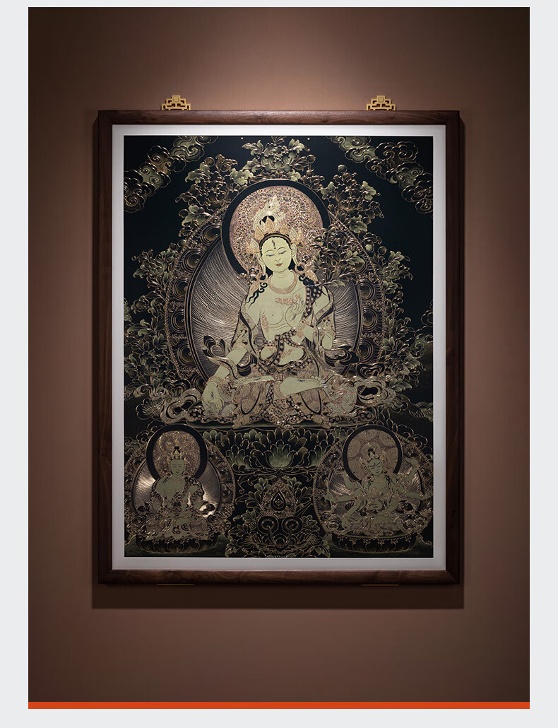 铜师傅太铜手工錾刻铜雕画唐卡黑金款白度母限售33幅装饰画壁画