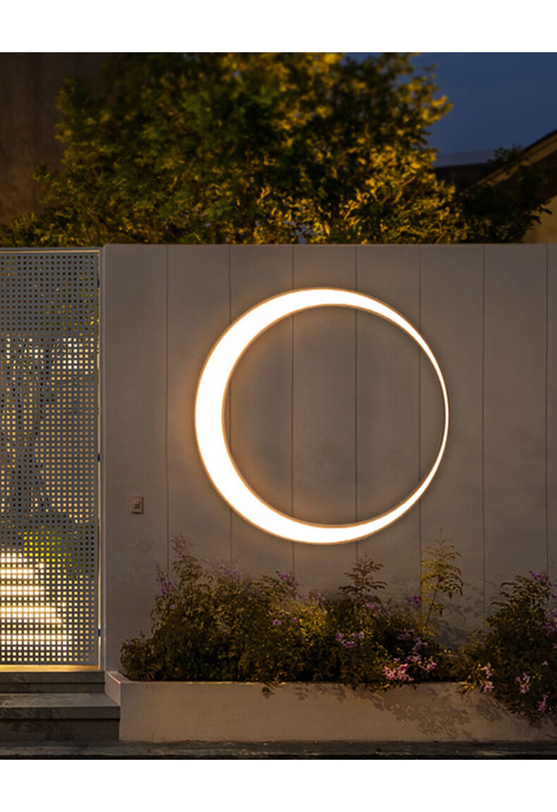 官猫新中式户外灯月牙壁灯防水楼梯过道外墙壁灯庭院灯阳台壁灯月亮灯