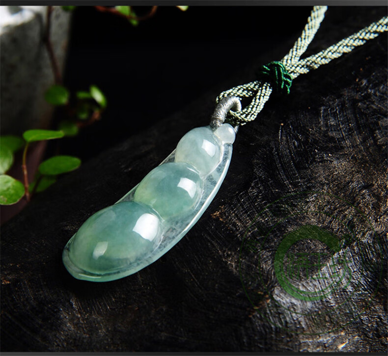 洅玉坊新款缅甸翡翠四季豆吊坠 天然翡翠豆角玉石挂件男女款项链