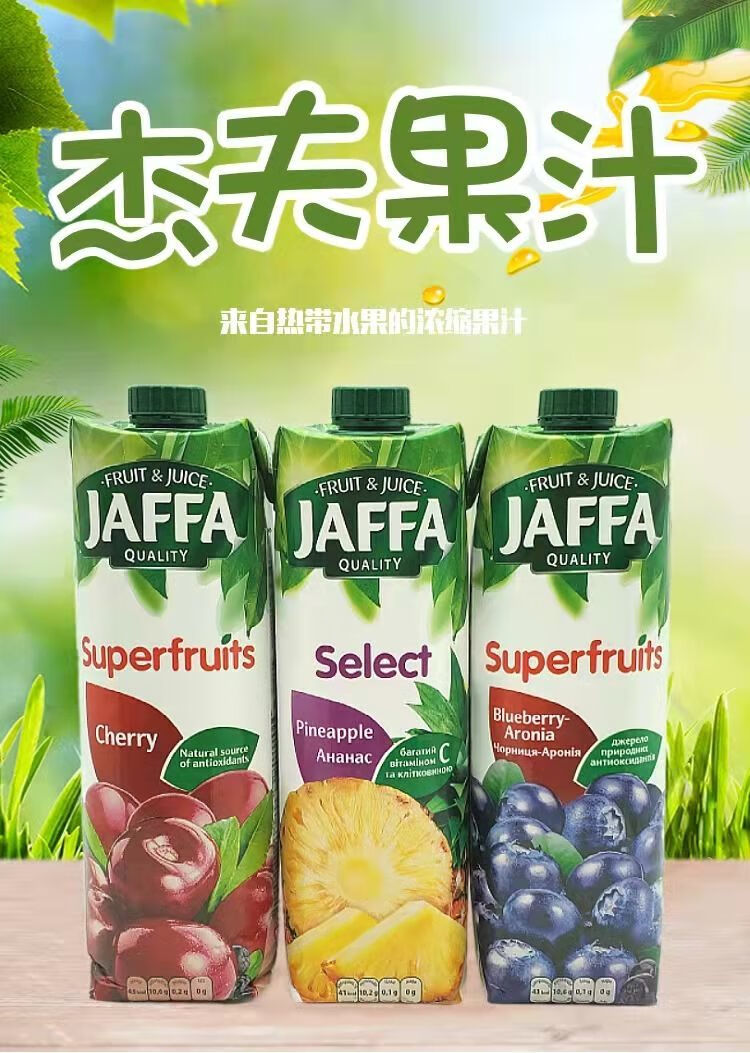 乌克兰进口杰夫牌果汁浓缩蓝莓汁樱桃汁菠萝汁大瓶装饮料950毫升苹果