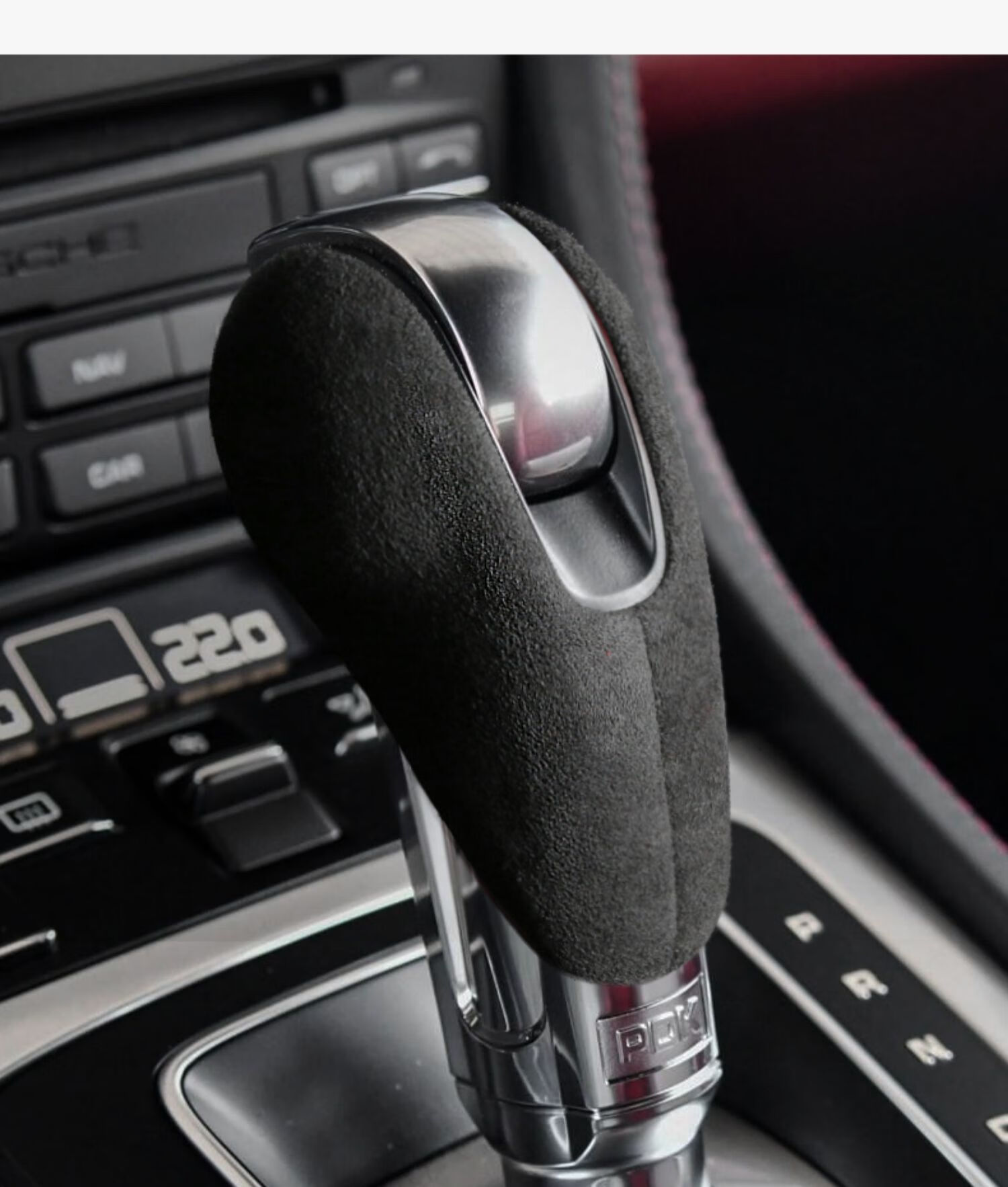 alcantara保时捷档把套macan帕拉梅拉718卡宴911改装翻毛皮内饰贴