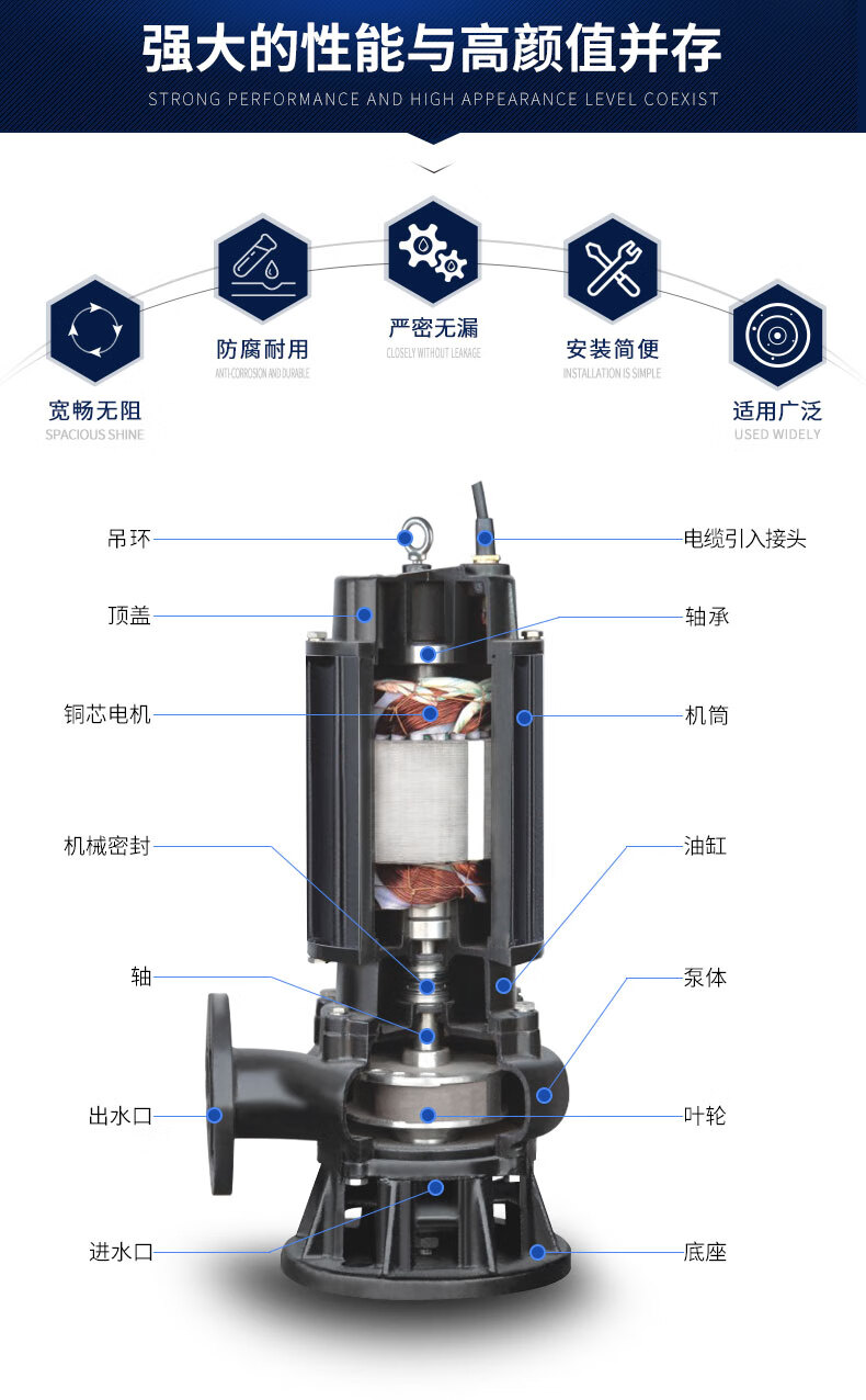 水浸式潜水泵结构图图片