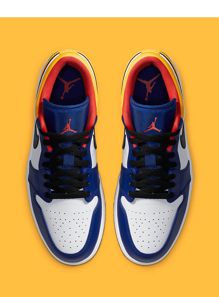 蓝黄 湖人 低帮篮球鞋男女同款553558-123nike aj1 low-蓝黄 湖人