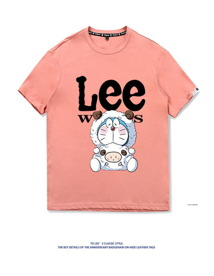 lee ucuso哆啦a梦联名短袖t恤 男纯棉ins潮牌夏季新款半袖情侣装