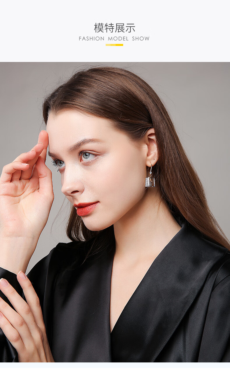 金魅感时尚法式耳环女气质2020年新款潮字母网红优雅长耳饰 香槟金色