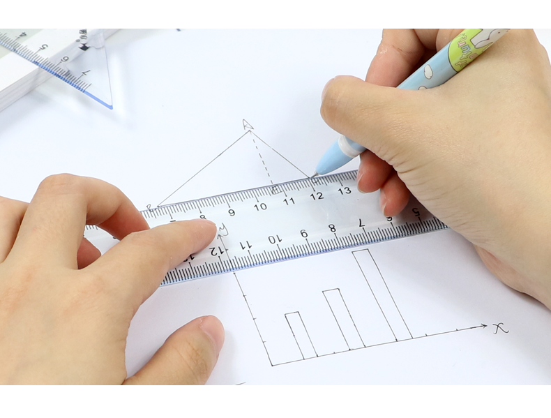 可爱尺子套装儿童小学生文具学习用品格尺 波浪尺直尺三角尺量角器多
