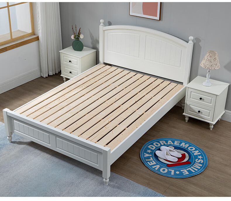 一米五的床 一米五实木床 美式实木床红橡木一米五床高箱储物单人床1