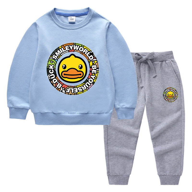 迪士尼(disney)商场同款儿童长袖套装小黄鸭童装印花衣服春秋装男童