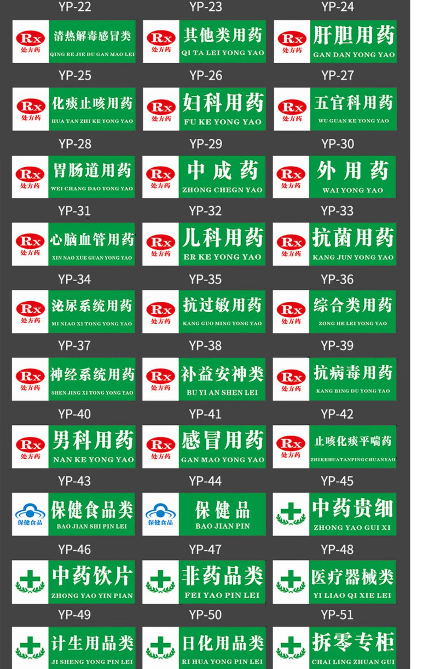 棉柔洁药店分类标识牌贴纸食品类药房药品不能替代高危药品标识牌标签