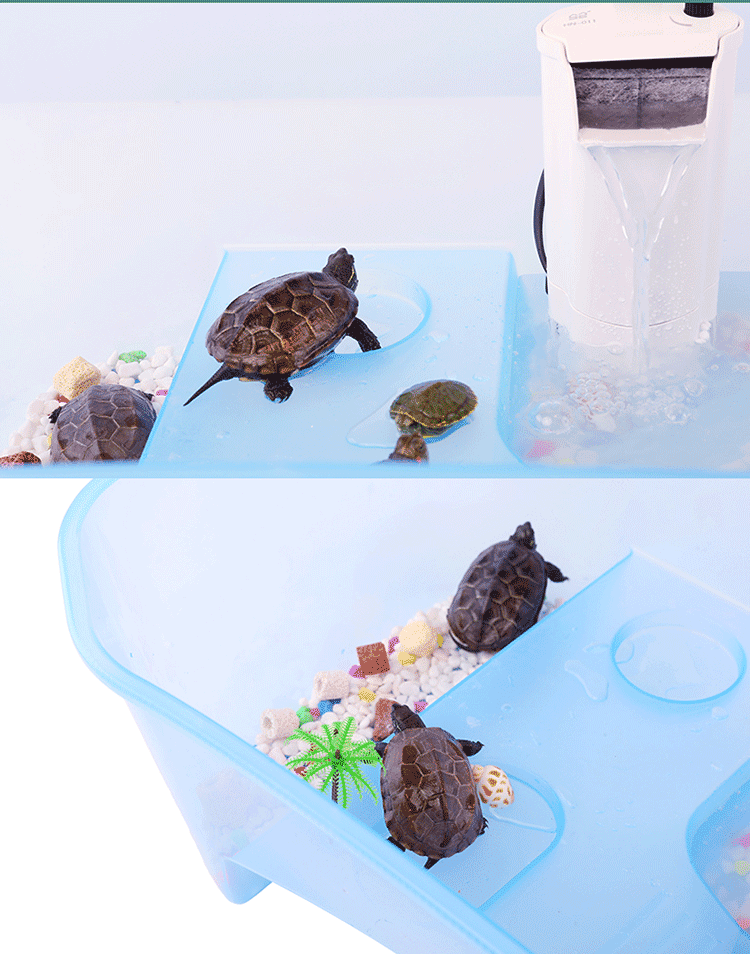 乌龟缸 巴西龟带晒台养龟专用缸中号开放式乌龟盒迷你型特大号 大号
