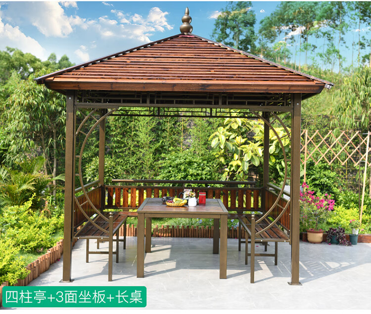 凉亭户外庭院实木别墅小木屋小房子六角花园棚防腐木乡村组装亭子六人