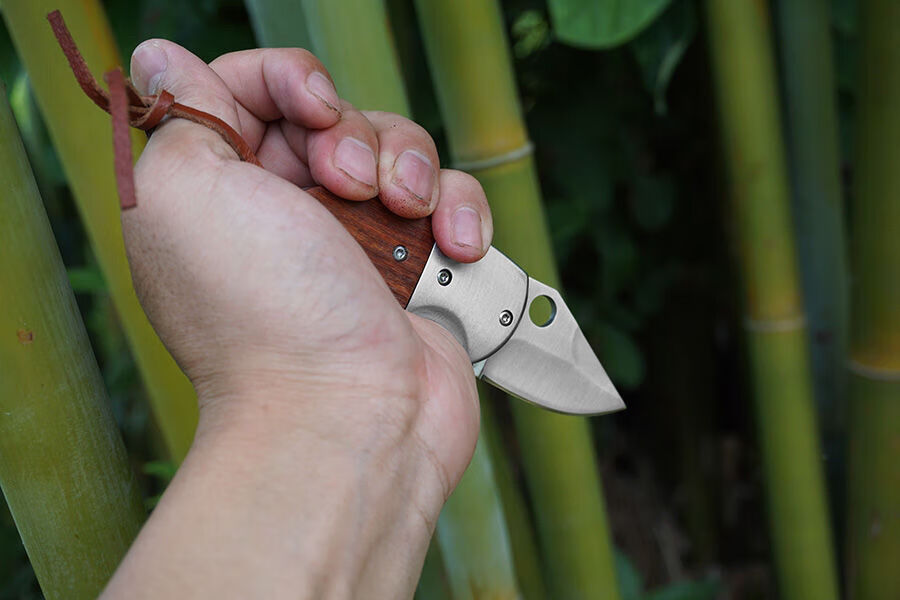 尾绳户外折叠刀迷你小刀子高硬度随身防身荒野求生木柄刀水果刀 螳螂