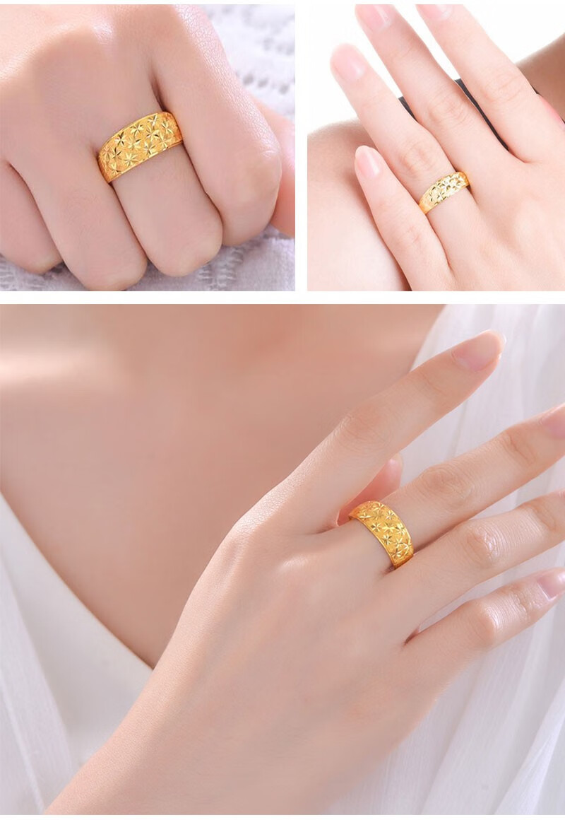 凤雅集珠宝999足金星光闪闪黄金女款蛇肚满天星戒指母亲节送媳妇金