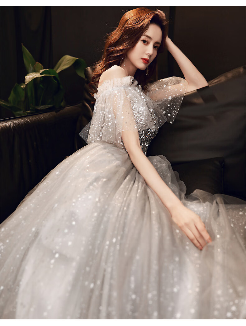 学生毕业宴会小个子晚礼服裙大气质主持1生日质感仙女学生梦幻星空