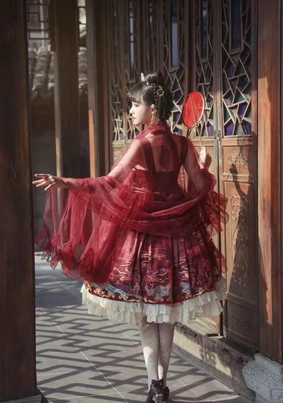 太炎兽lolita中华风jsk吊带连衣裙独角兽之翼国风洛丽塔全款现货 酒