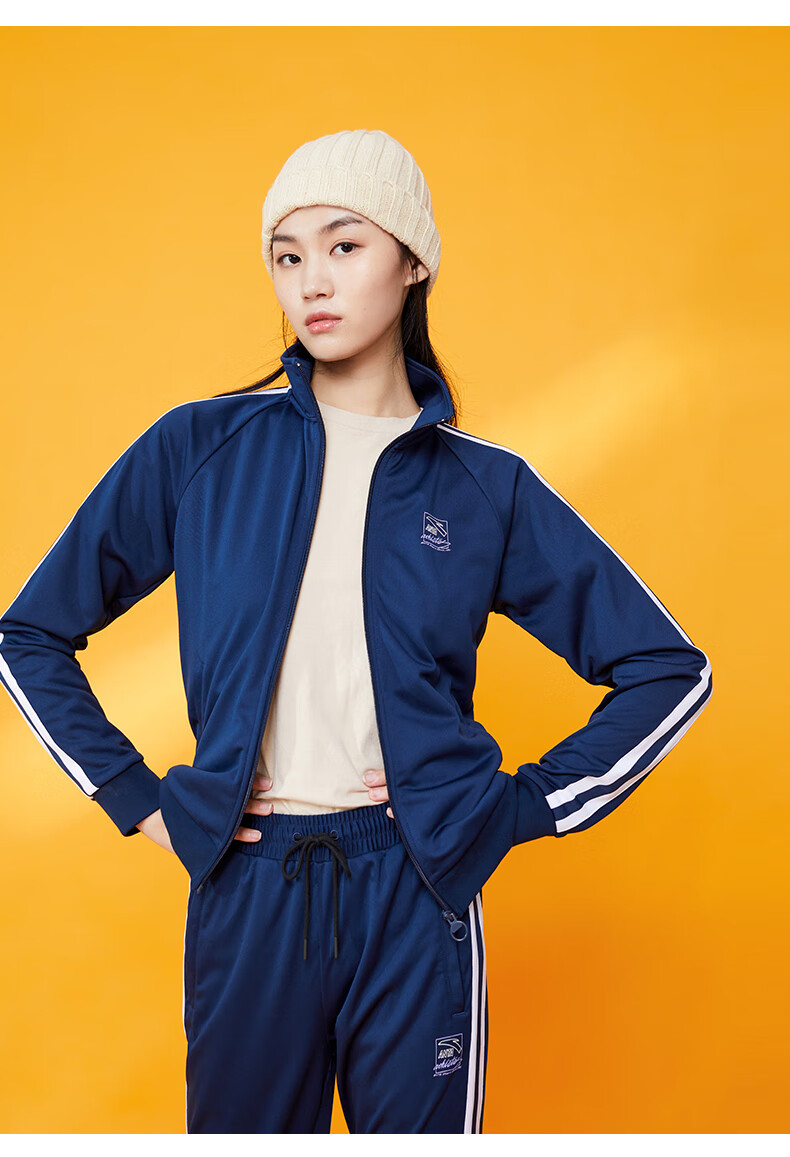 安踏薄绒运动套装女2021夏季新款跑步开衫外套运动长裤针织两件套官方