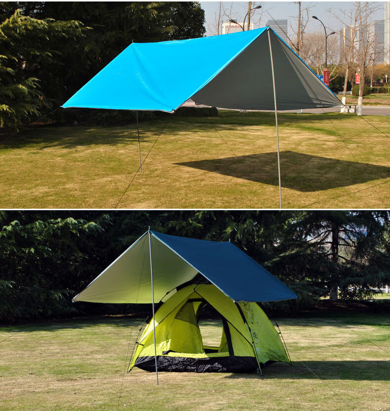 【2020新品】遮天幕带撑杆遮帐篷防雨天幕帐篷可作地席涂银 不含撑杆