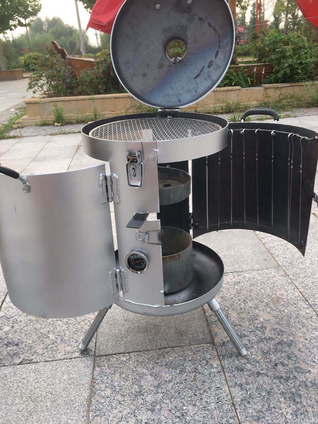 煤气罐烧烤炉多功能烧烤炉焖炉 银色经济套餐(炉子 烤网 20签子)