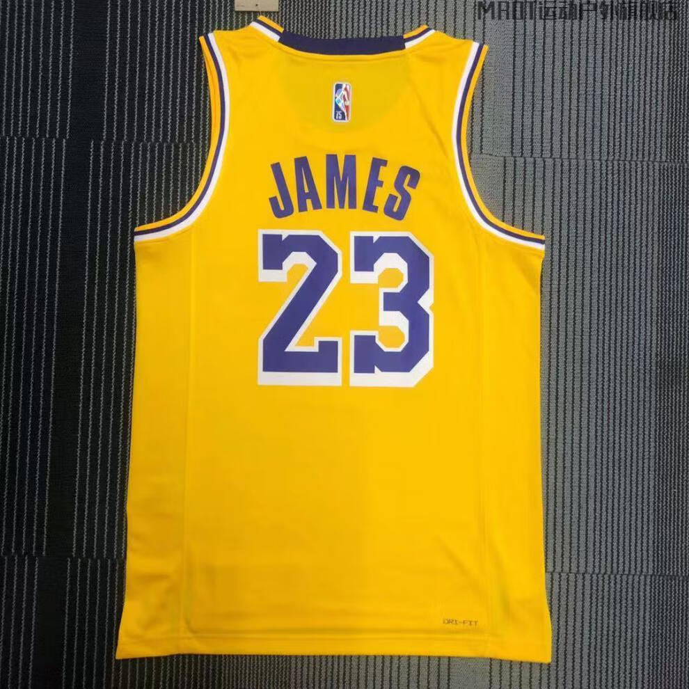 【潮鞋莆田】nba球衣75周年纪念湖人队黄色6号23号8号24号热压球衣 7