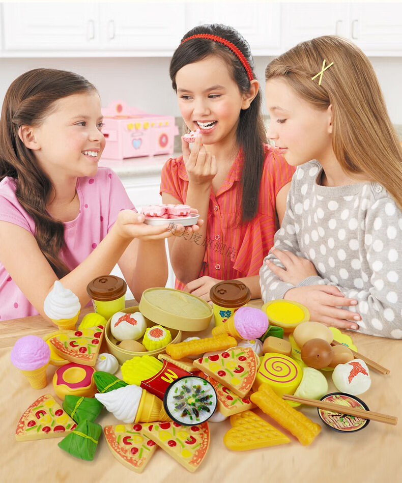 儿童仿真做饭过家家玩具女男孩购物车切切乐水果蔬菜厨房蛋糕一家美味