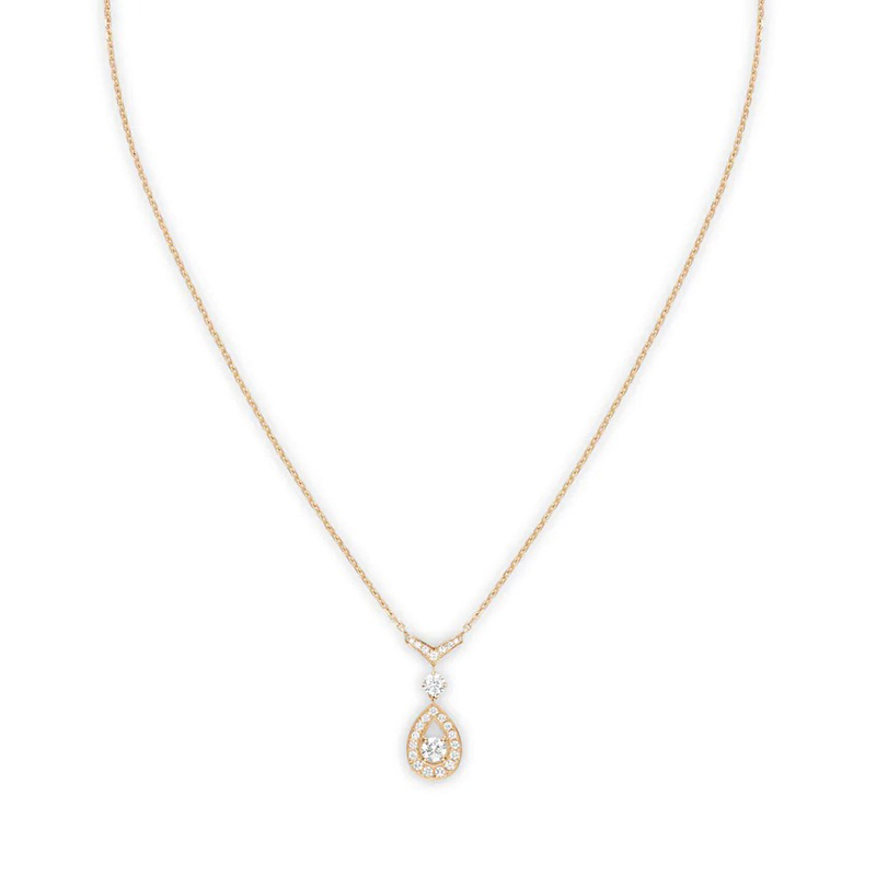 chaumet尚美巴黎项链女士18k金玫瑰金吊坠切割钻石项链玫瑰金色均码