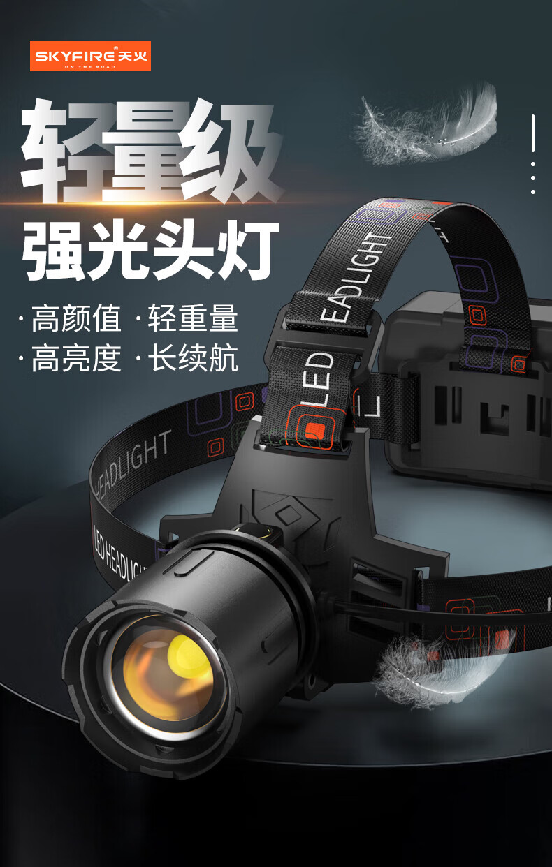 日本进口技术头灯强光充电亮头戴式钓鱼夜钓长续航户 感应款g4