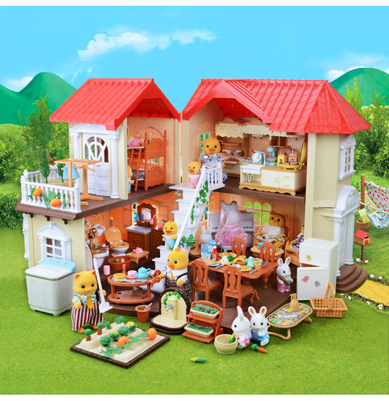 迷铭乐兼容森贝儿家族女孩过家家玩具屋别墅房森林灯光大屋儿童生日