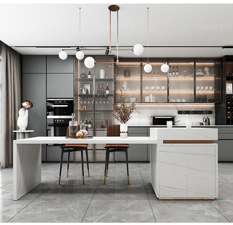 岛台餐桌一体 中岛台餐桌一体家用成品开放式厨房台面吧台智能西厨