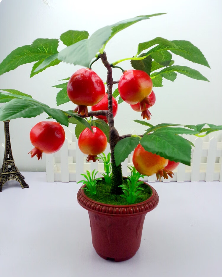 客厅假花苹果树 仿真水果树盆景桔子苹果桃子盆栽家居客厅装饰假花