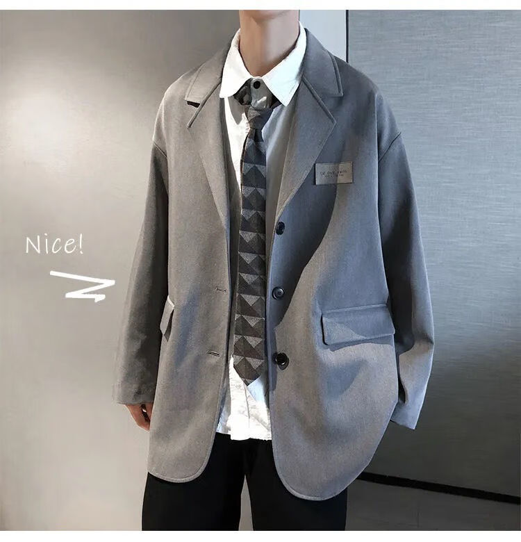 2022新款男装dkjk痞帅小西服套装ins韩版潮流学院风班服宽松学生西装