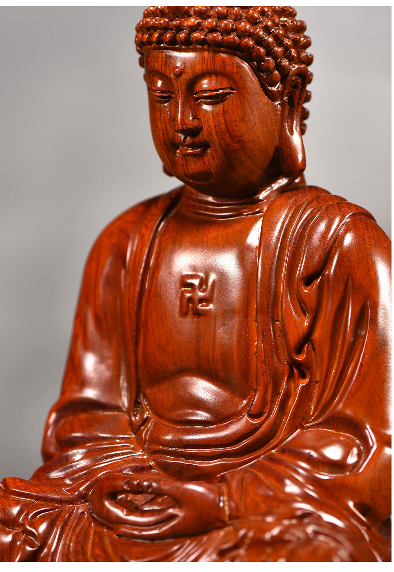 今轩堂花梨木雕释迦摩尼摆件实木释迦牟尼佛供奉家居客厅雕刻红木工艺