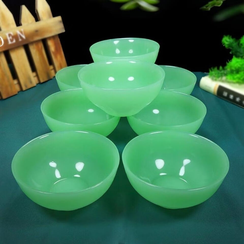 简漾 耐高温阿富汗玉石食用大碗健康玉碗三色可选大号玉碗套装 白玉