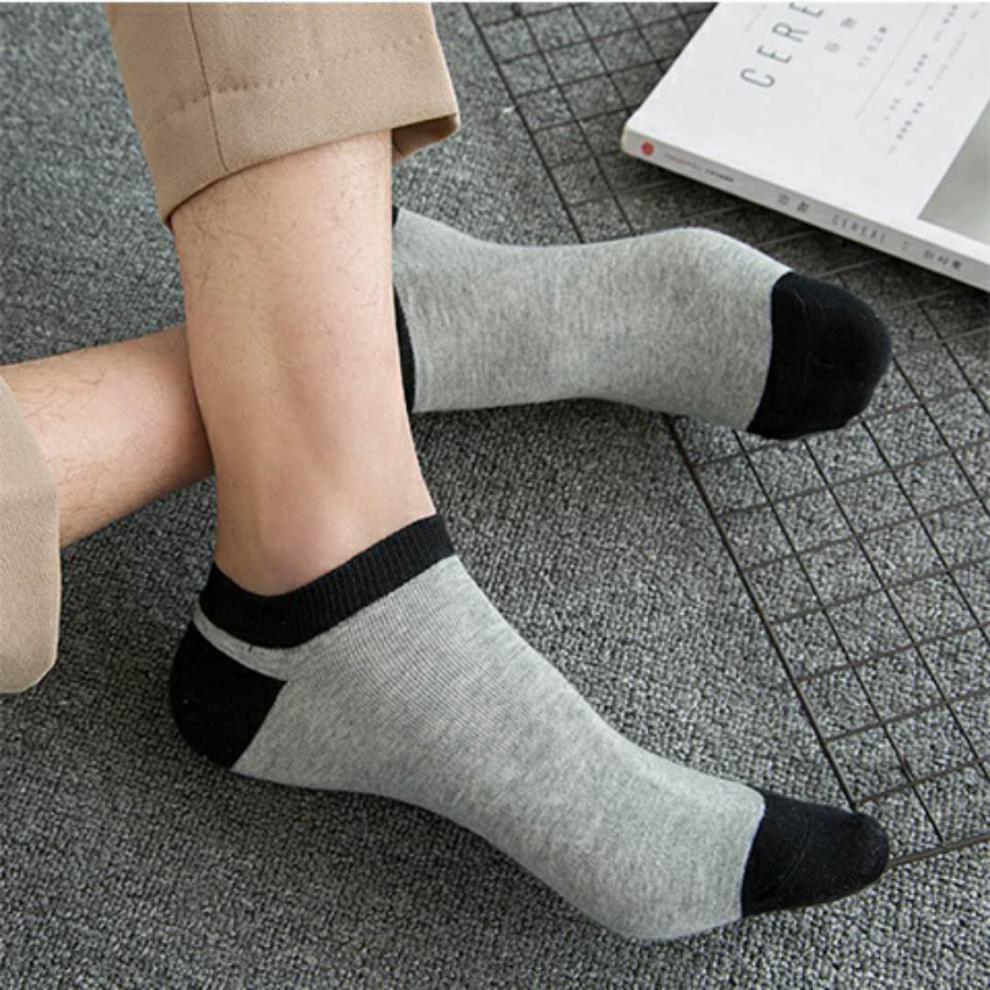纯棉袜子男短袜子男士船袜短筒春夏季潮男低帮浅口袜 黑白灰超隐形袜