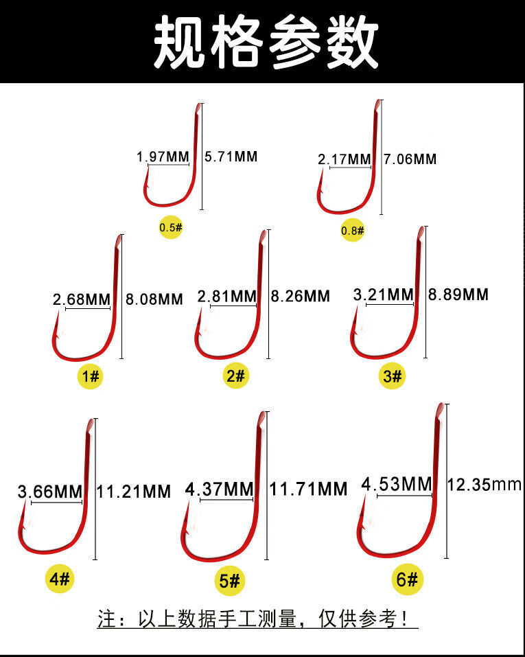 红虫袖散装鲫鱼钩钓鱼钩细条钩盒装i 红袖有刺500枚 6号【图片 价格