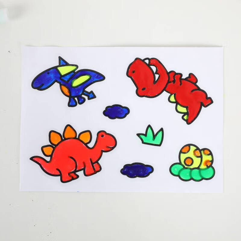 免烤胶画 儿童免烤胶画贴画套装涂鸦画diy手工涂鸦画3-6岁填色画免烤